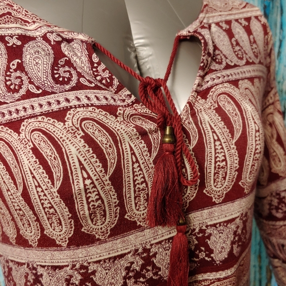 Rose+Olive long sleeve Burgundy paisley shirt - Picture 11 of 14